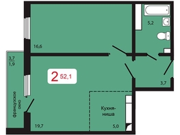 Продается 2-комнатная квартира ЖК КБС. Берег, дом 5 строение 3, 52.1 м², 8142000 рублей