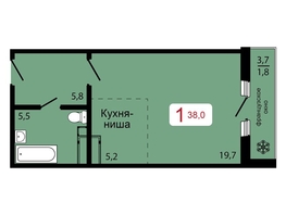 Продается 1-комнатная квартира ЖК КБС. Классика, дом 2, 38  м², 5470000 рублей