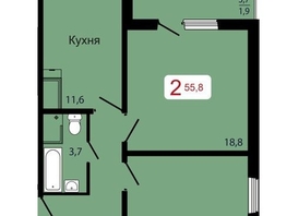 Продается 2-комнатная квартира ЖК КБС. Берег, дом 7 строение 5, 55.8  м², 7756200 рублей