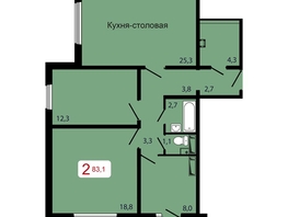 Продается 2-комнатная квартира ЖК КБС. Берег, дом 7 строение 6, 83.1  м², 10387500 рублей