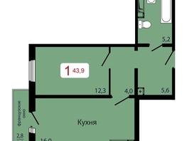 Продается 1-комнатная квартира ЖК КБС. Берег, дом 7 строение 6, 43.9  м², 6380000 рублей