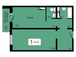 Продается 1-комнатная квартира ЖК Мичурино, дом 2 строение 6, 44.6 м², 5570000 рублей
