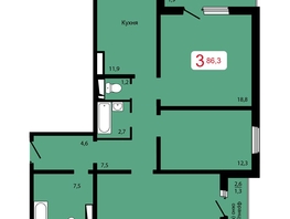 Продается 3-комнатная квартира ЖК Мичурино, дом 2 строение 7, 86.3 м², 8850000 рублей