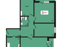 Продается 3-комнатная квартира ЖК КБС. Берег, дом 5 строение 1, 86.3 м², рублей