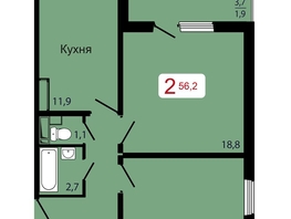 Продается 2-комнатная квартира ЖК КБС. Берег, дом 7 строение 6, 56.2 м², 7868000 рублей
