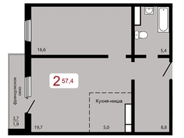Продается 2-комнатная квартира ЖК Мичурино, дом 2 строение 6, 57.4  м², 7080000 рублей
