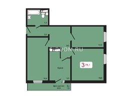 Продается 3-комнатная квартира ЖК Мичурино, дом 2 строение 4, 78.3 м², 8000000 рублей