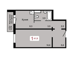 Продается 1-комнатная квартира ЖК Мичурино, дом 2 строение 4, 41.9 м², 5850000 рублей