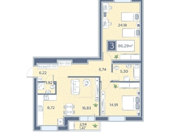 Продается 3-комнатная квартира ЖК Преображенский, дом 6, 86.29 м², 12512050 рублей