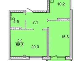 Продается 2-комнатная квартира ЖК Зеленая высотка на Калинина, 58  м², 7540000 рублей