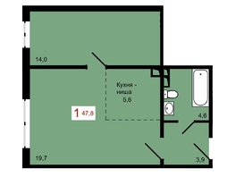 Продается 1-комнатная квартира ЖК КБС. Берег, дом 7 строение 1, 47.8  м², 6100000 рублей