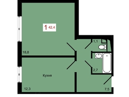 Продается 1-комнатная квартира ЖК КБС. Берег, дом 7 строение 1, 42.4  м², 6000000 рублей