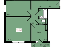Продается 2-комнатная квартира ЖК КБС. Берег, дом 7 строение 1, 53.5  м², 7450000 рублей