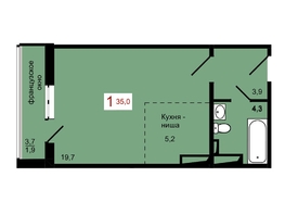 Продается 1-комнатная квартира ЖК КБС. Берег, дом 7 строение 1, 35  м², 4950000 рублей