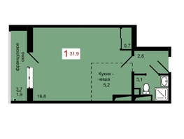 Продается 1-комнатная квартира ЖК КБС. Берег, дом 7 строение 1, 31.9  м², 4750000 рублей
