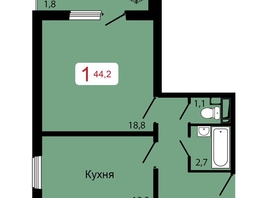 Продается 1-комнатная квартира ЖК КБС. Классика, дом 2, 44.2  м&sup2;, 5850000 рублей