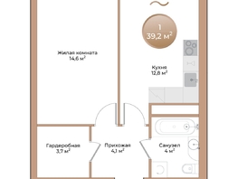 Продается 1-комнатная квартира ЖК Небо над Енисеем, 39.2  м&sup2;, 7369600 рублей