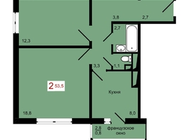 Продается 2-комнатная квартира ЖК КБС. Берег, дом 7 строение 1, 53.5  м&sup2;, 8100000 рублей