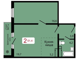 Продается 2-комнатная квартира ЖК КБС. Классика, дом 1, 51.4  м&sup2;, 7650000 рублей