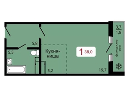 Продается 1-комнатная квартира ЖК КБС. Классика, дом 3, 38  м&sup2;, 6100000 рублей