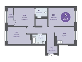 Продается 3-комнатная квартира ЖК Прогресс-квартал Перемены, дом 3, 73  м&sup2;, 10696000 рублей