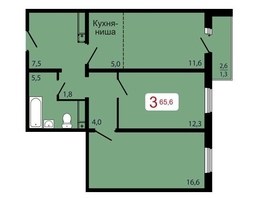 Продается 3-комнатная квартира ЖК КБС. Берег, дом 7 строение 5, 65.6  м&sup2;, 8593600 рублей