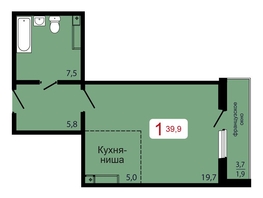 Продается 1-комнатная квартира ЖК КБС. Берег, дом 7 строение 6, 39.9  м&sup2;, 5586000 рублей