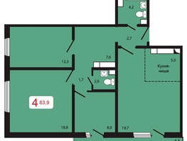 Продается 4-комнатная квартира ЖК КБС. Берег, дом 5 строение 2, 83.9  м&sup2;, 11160000 рублей