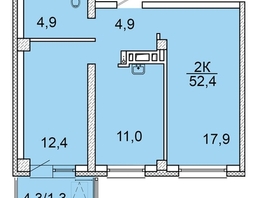 Продается 2-комнатная квартира ЖК Зеленая высотка на Калинина, 52.1  м&sup2;, 6252000 рублей