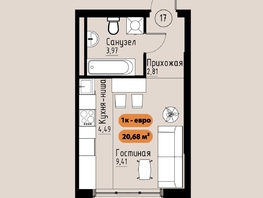 Продается 1-комнатная квартира ЖК Премьер парк, 20.68  м&sup2;, 3515600 рублей