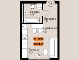 Продается 1-комнатная квартира ЖК Премьер парк, 22.24  м&sup2;, 4047680 рублей