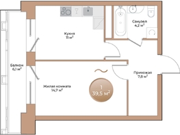 Продается 1-комнатная квартира ЖК Небо над Енисеем, 39.5  м&sup2;, 10586000 рублей