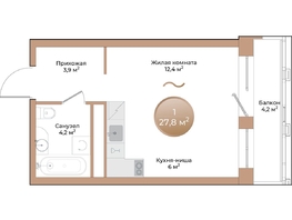 Продается Студия ЖК Небо над Енисеем, 27.8  м&sup2;, 7506000 рублей