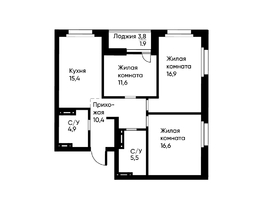Продается 3-комнатная квартира ЖК Ранвэй, 82.4  м&sup2;, 13711360 рублей