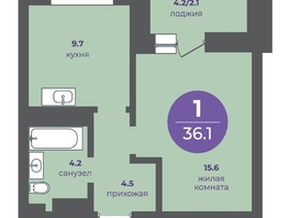 Продается 1-комнатная квартира ЖК Прогресс-квартал Перемены, дом 4, 36.1  м&sup2;, 5776000 рублей