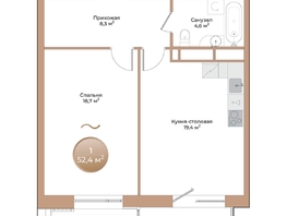 Продается 1-комнатная квартира ЖК Небо над Енисеем, 52.4  м&sup2;, 11004000 рублей