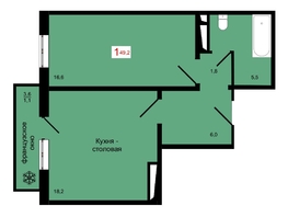 Продается 1-комнатная квартира ЖК КБС. Классика, дом 4, 49.2  м&sup2;, 6750000 рублей
