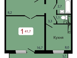 Продается 1-комнатная квартира ЖК КБС. Берег, дом 7 строение 6, 41.7  м&sup2;, 7150000 рублей