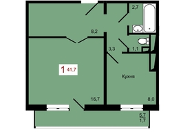 Продается 1-комнатная квартира ЖК КБС. Берег, дом 7 строение 1, 41.7  м&sup2;, 6615000 рублей