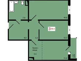 Продается 3-комнатная квартира ЖК КБС. Берег, дом 7 строение 1, 66.5  м&sup2;, 9135000 рублей