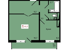 Продается 1-комнатная квартира ЖК КБС. Берег, дом 7 строение 1, 41.7  м&sup2;, 6750000 рублей