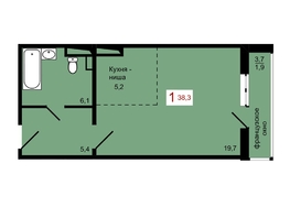 Продается 1-комнатная квартира ЖК КБС. Берег, дом 7 строение 1, 38.3  м&sup2;, 5750000 рублей