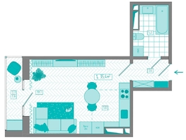 Продается 1-комнатная квартира ЖК КБС. Берег, дом 7 строение 2, 35.4  м&sup2;, 5900000 рублей