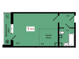 Продается 1-комнатная квартира ЖК Мичурино, дом 4 стр 4, 35.8  м&sup2;, 5100000 рублей