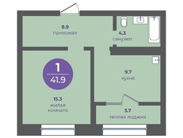 Продается 1-комнатная квартира ЖК Прогресс-квартал Перемены, дом 1, 41.9  м&sup2;, 6913500 рублей
