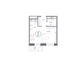 Продается 1-комнатная квартира ЖК Юдинский, дом 1.4, 37.17  м&sup2;, 5363631 рублей
