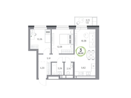 Продается 3-комнатная квартира ЖК Юдинский, дом 1.4, 60.9  м&sup2;, 8513820 рублей