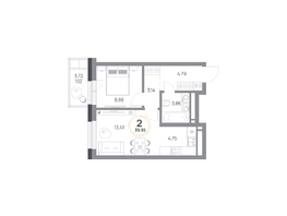 Продается 2-комнатная квартира ЖК Юдинский, дом 1.4, 39.95  м&sup2;, 5824710 рублей