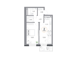 Продается 2-комнатная квартира ЖК Юдинский, дом 1.4, 51.65  м&sup2;, 7143195 рублей