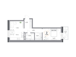 Продается 2-комнатная квартира ЖК Юдинский, дом 1.4, 49.8  м&sup2;, 6912240 рублей